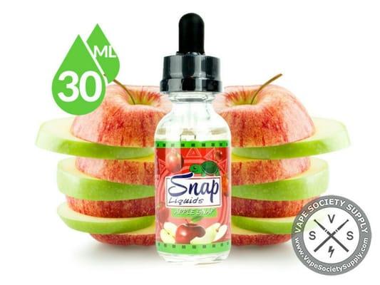 Apple Snap- Which is a 70vg/30pg juice and only comes in a 30ml glass bottle with dripper at this time in 0, 3 or 6mg