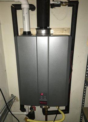 Rinnai Tankless water heater Connected to "Alexa" for home automated hot water circulation.