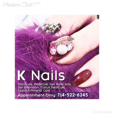 [K Nails] manicure, pedicure, special care - by appointment only. call: 714-522-6245