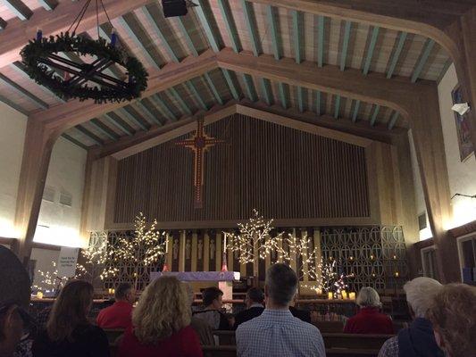 The altar area was nicely decorated for this Seraphic Fire Christmas performance