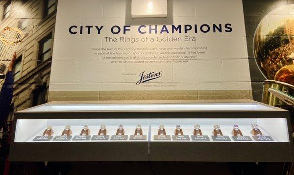 New Permanent Display of the Championship Rings from all our Boston Teams from 2001 to now!