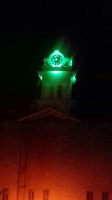 The main clock tower at night , always reminds me of back to the future.