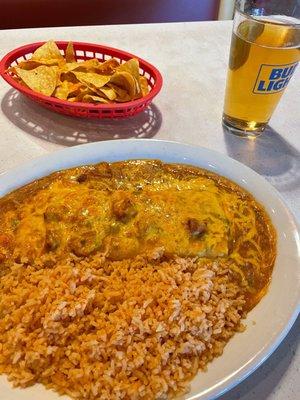 Smothered burrito with cheese & rice