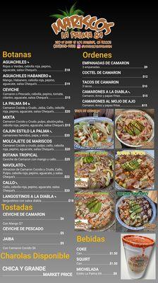 Mariscos La Palma Menu!