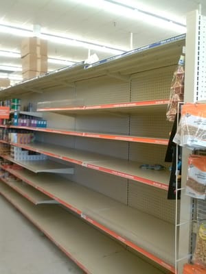 Empty shelves at Big Lots