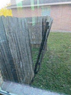 fence broken by repair guy from Harrison