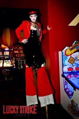 Stilt walker on New Years Eve 2014 at Lucky Strike in Bellevue