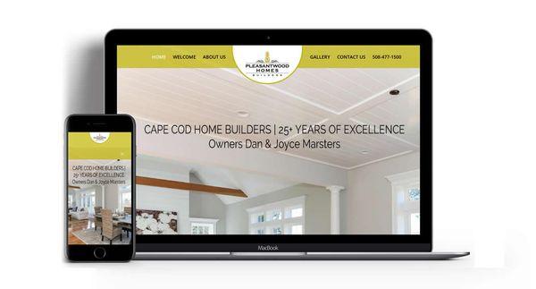 Custom home building website built in Wordpress with responsive mobile design. Pleasantwood Homes, Mashpee MA.