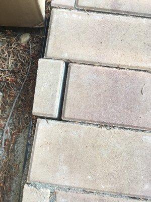 Movement of pavers one week after installation.