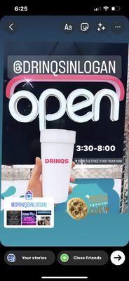 Open sign at drinqs