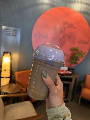 Brown sugar SK ube latte with coconut milk