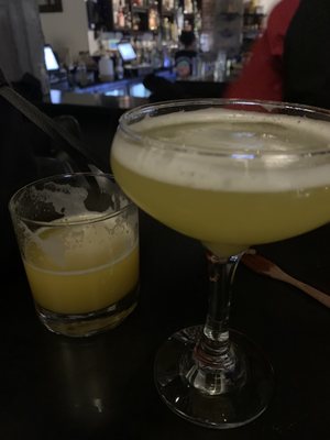 Fresh pineapple juice and a pineapple martini.