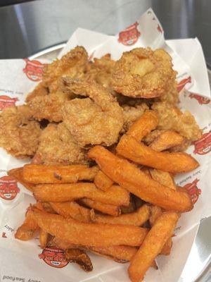 Fried shrimp and Sweet potato fried basket