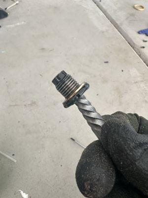 Broken oil drain plug