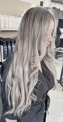 Icy blonde balayage hair