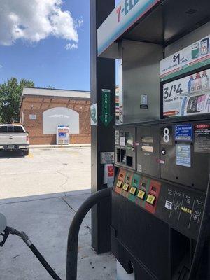 Gas pumps have hand sanitizer stations.