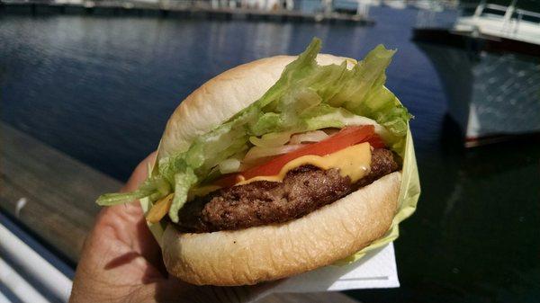 Fresh & juicy cheeseburger with a view.            $5.*cash only*