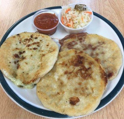 Authentic Pupusa Revuelta, jalapeño and beans.