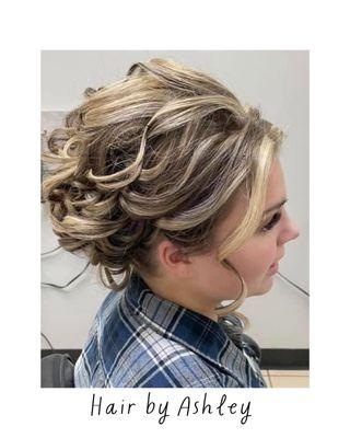 Wedding updo hair by Ashley Brown at Hair Architects Salon and Day Spa.