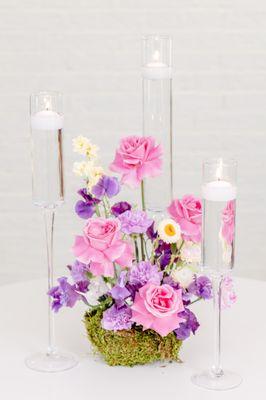 The Floral Cottage also rents a variety of flame and LED candles that style perfectly with centerpiece arrangements.