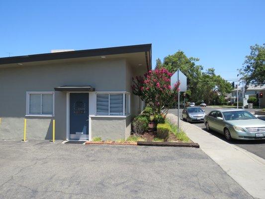 The front door to Suite 4 can be seen here from the parking lot.