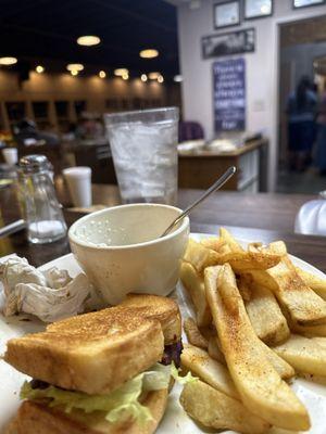 Blt and fries with cottage cheese