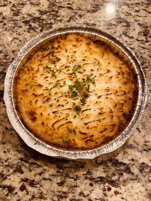 True story.....the best Shepard's Pie ever. And the next day, leftovers heated up in the oven might be better.  To-go is legit!