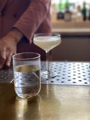 The Yucateco cocktail being prepared by the bartender.