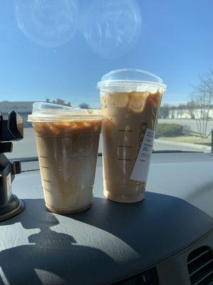 Iced White Mocha and Caramel Macchiato