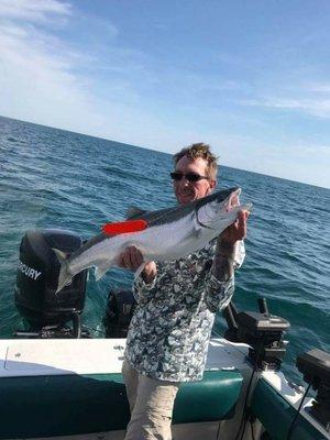 14lb 2oz Rainbow caught by the Captain