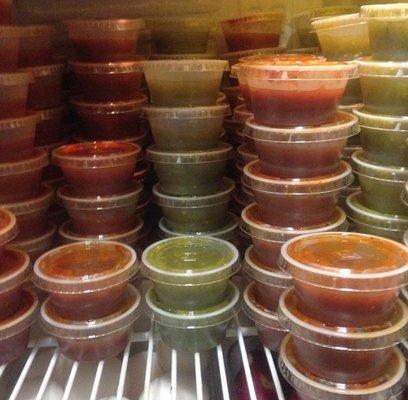 Our salsas!! What it they are Caliente