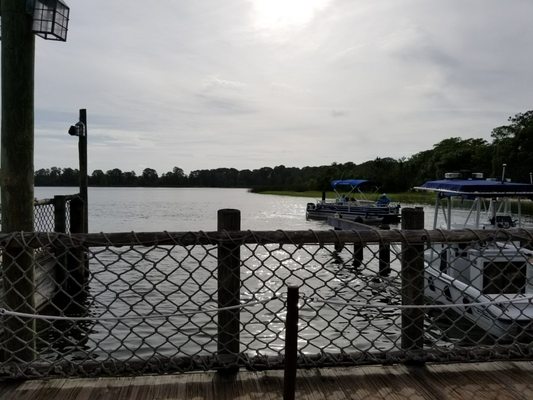 Waiting for the boat to take us to the magic kingdom