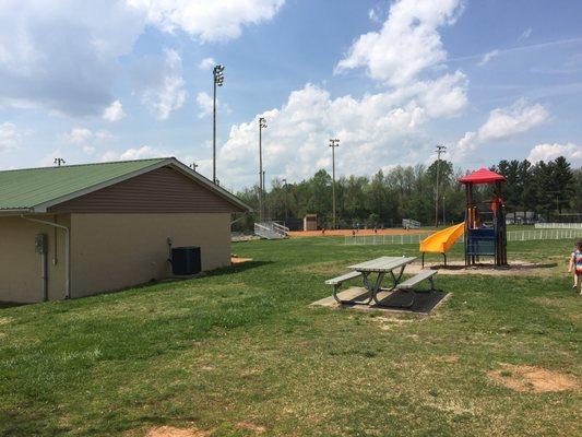 Restrooms are very close to the playground, but aren't usually clean