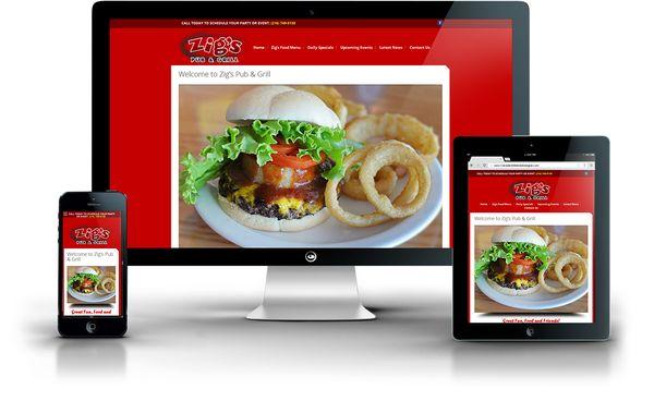 This is the responsive website we designed for Zig's Pub & Grill.