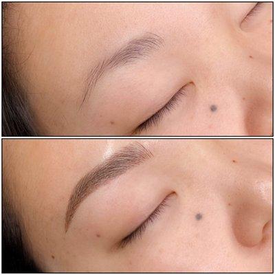 Combo brow of hair strokes and shading