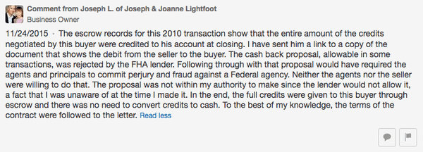 "The proposal was not within my authority to make since the lender would not allow it, a fact that I was unaware of at the time I made it. "