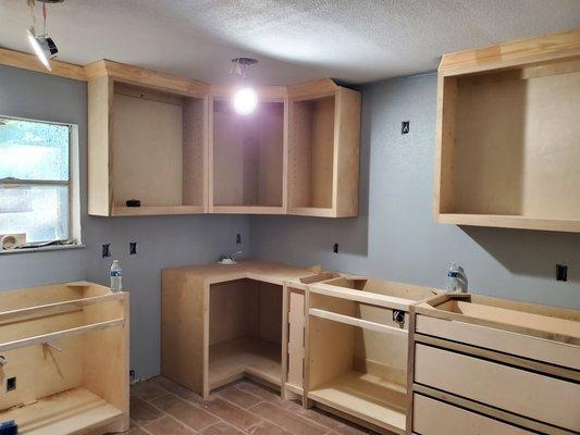 kitchen and cabinets