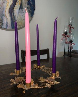 Gold advent wreath + re-fillable candles