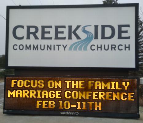 Church sign on South Airport Rd.