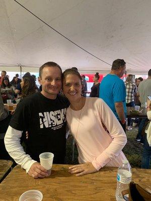 My Wife and I enjoying a local Beer Tent.