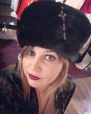 Vintage Mink hat & Dagger....