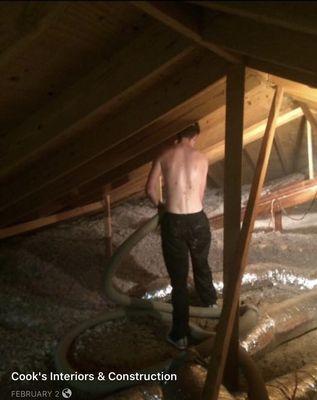 Attic Installation, cellulose.