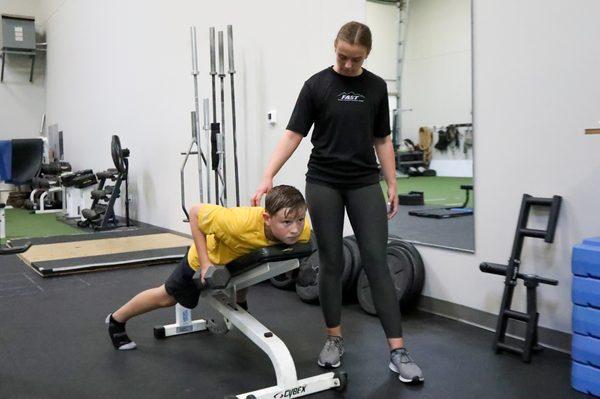 Soccer athlete working on strength and conditioning.