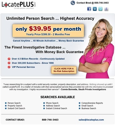 LocatePLUS continues to provide full SSNs, MVR, DOBs, Criminal Records and unlimited person search data.