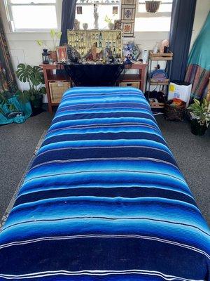 Massage table in healing space