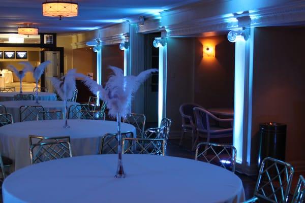 Make your reception the talk of the town with our rainbow of uplights and custom monograms.