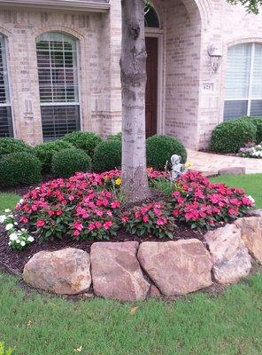 Hatfield's Landscape Allen Tx beautiful moss rock tree garden