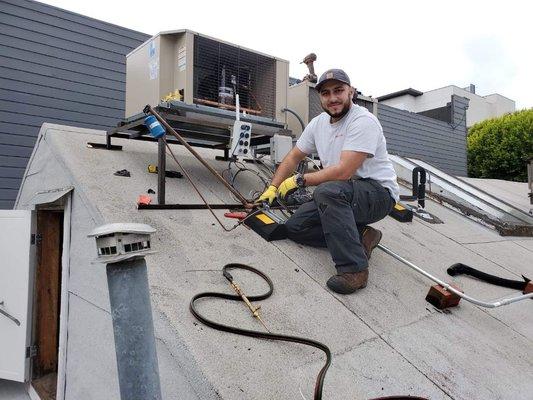 Installing a new Refrigeration Condensing unit for one of our customers.