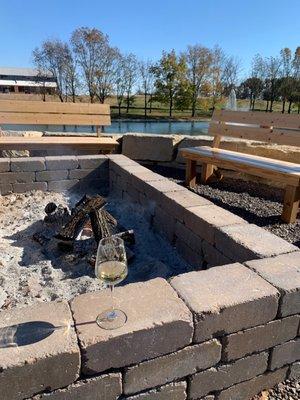 Fire pit near the lake