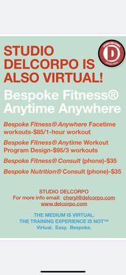 Our rates for virtual Bespoke Training and for Bespoke Fitness program design